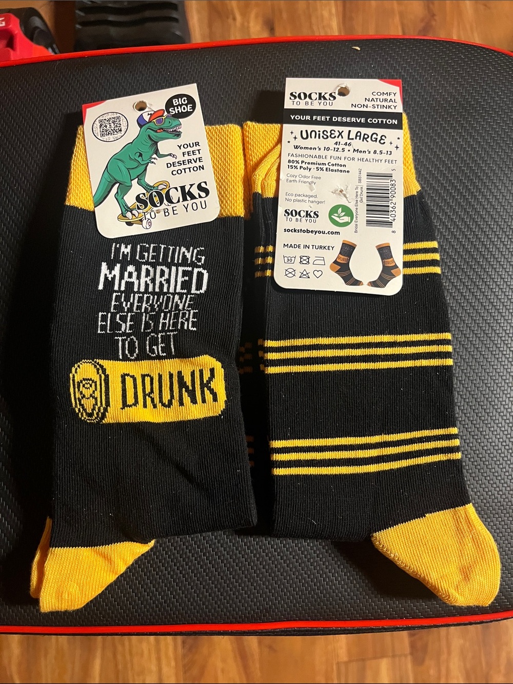 Black & Yellow Novelty Socks - 'I'm Getting Married'